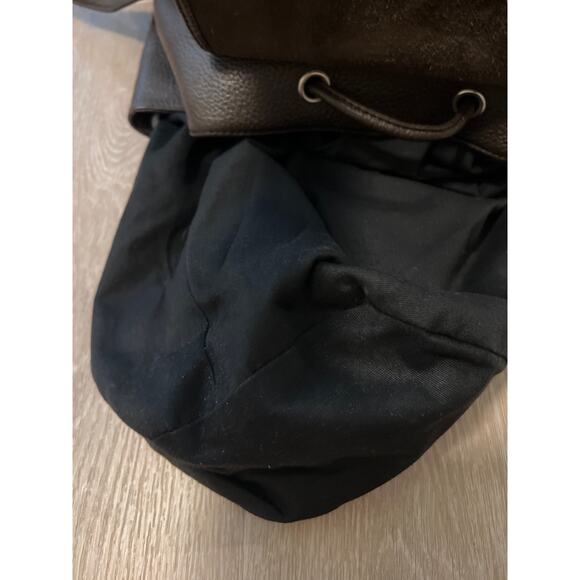 Eddie Bauer Backpack Pebbled Leather Brown Rucksack Drawstring Bag Vintage 90s - Picture 7 of 13